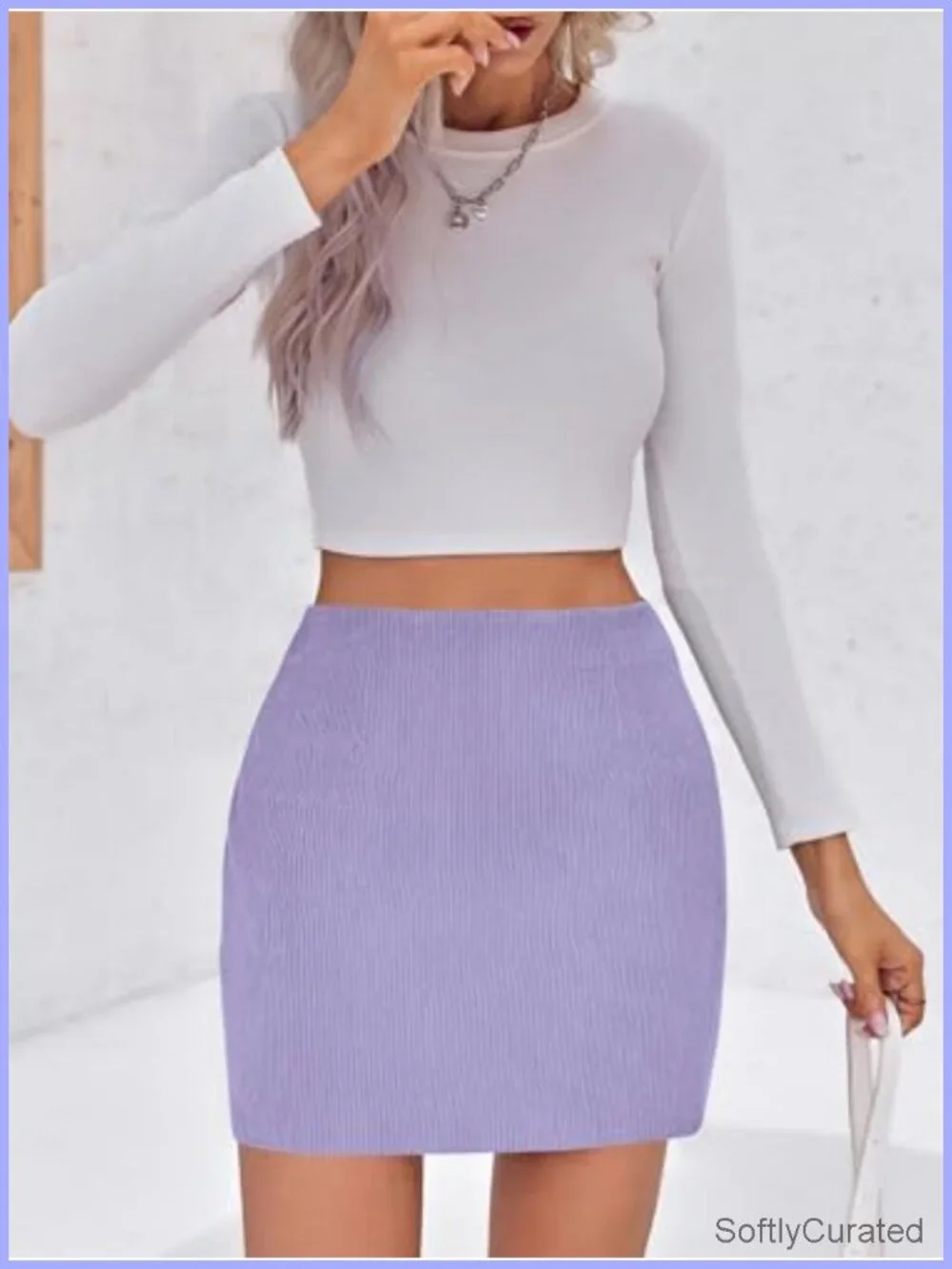 Womens Corduroy Mini Skirt High Waisted A-line